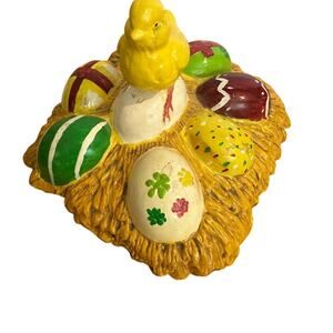 Vintage Easter Cookie Jar Canister Replacement Lid Yellow Chick and Egg Decor